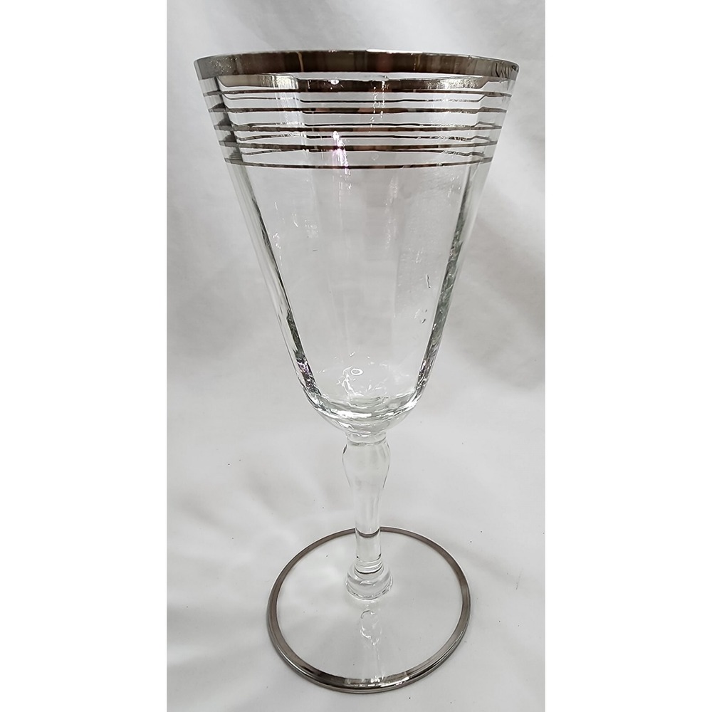 Platinum Rim MCM 5 band wine Crystal Goblets